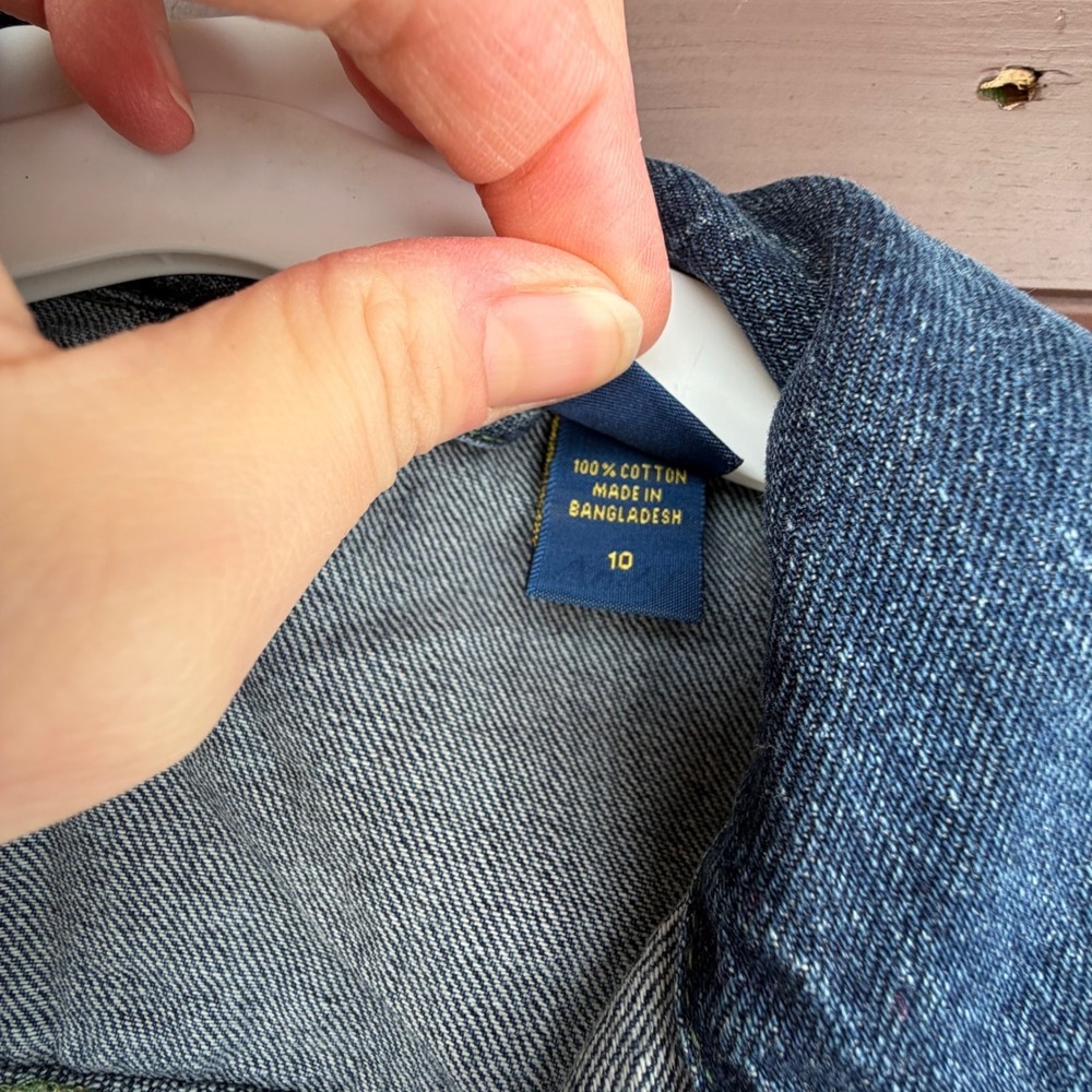 Vtg Oshkosh B'gosh Kids Denim Jacket Blue Kids Size 10 Classic Trucker Style - Picture 7 of 7